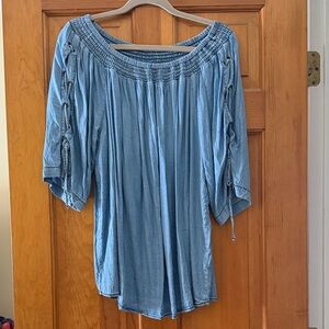 Blue Off-Shoulder Women's Top